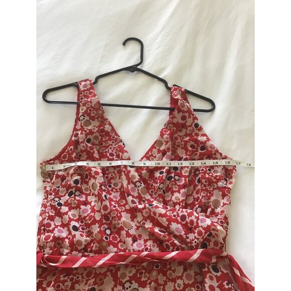 FAITH PASSION-RED FLORAL FULLY LINED V-NECK MID DRESS SIZE 8 - Picture 4 of 5